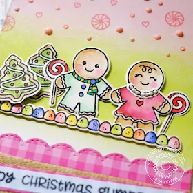 Sunny Studio Stamps: Jolly Gingerbread Pink And Green Gingerbread Couple Christmas Card by Lexa Levana