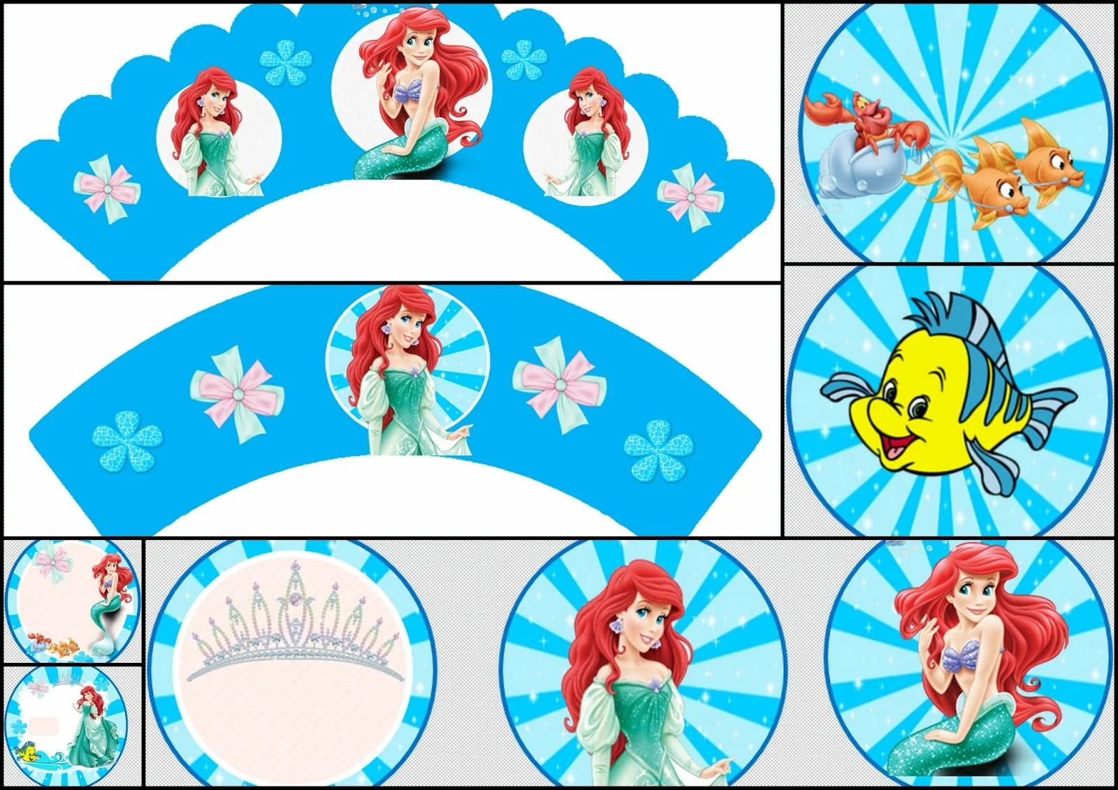 The Little Mermaid: Free Printable Toppers and Wrappers. 