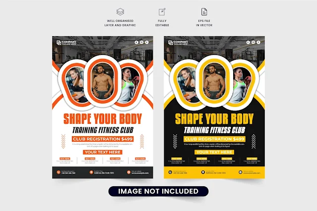 Gym business advertisement flyer vector free download