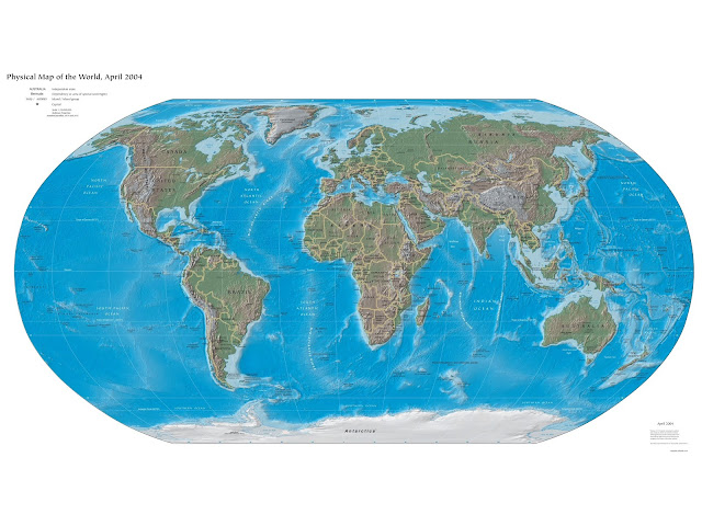 world map with mountain ranges
