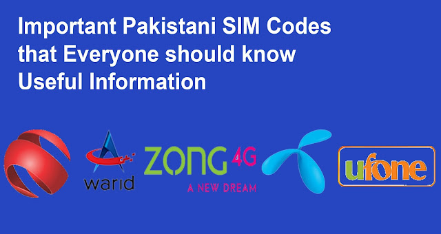 All Important Codes of Pakistani Sim Cards | Useful Information https://megamindpcdoctor.blogspot.com