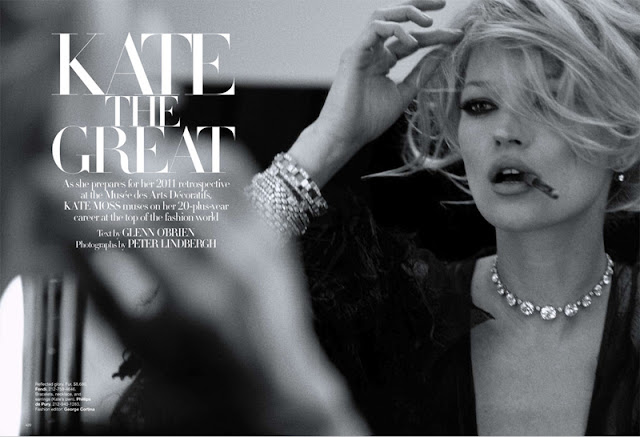 Kate Moss by Peter Lindbergh for Harper's Bazaar US, March 2010