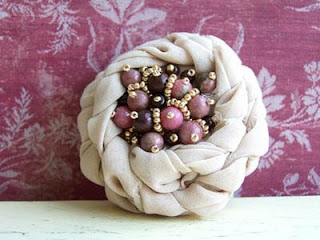 blooming flower fabric brooch