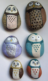 painted rocks, critters, owls, stones, Cindy Thomas