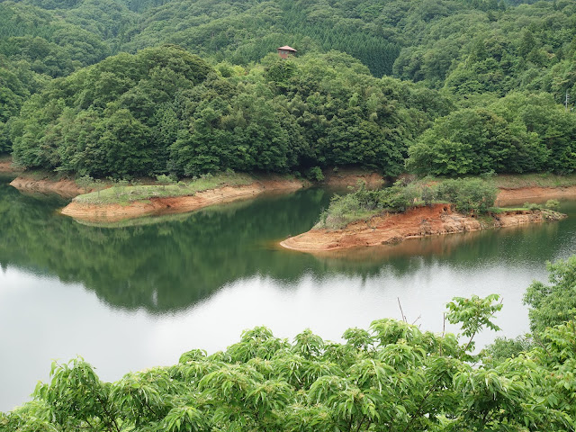 鳥取県道180号伯耆溝口停車場線　鳥取県西伯郡南部町下中谷　緑水湖の眺望