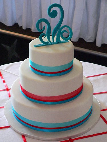 Blue and Red Wedding Cakes