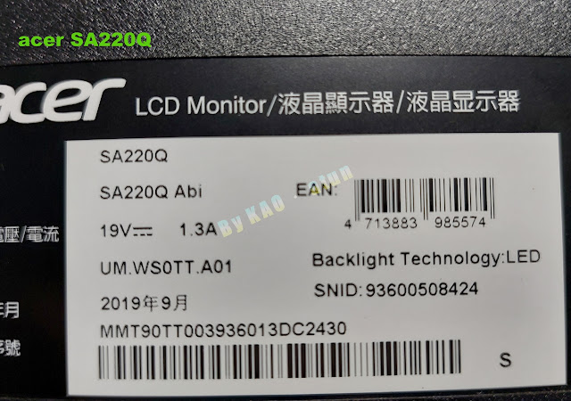 acer（宏碁）型號：SA220Q，送電無反應！維修。高雄、