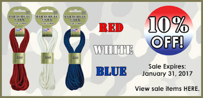 Save 10% off Red, White and Blue at ParachuteCordCraft.com