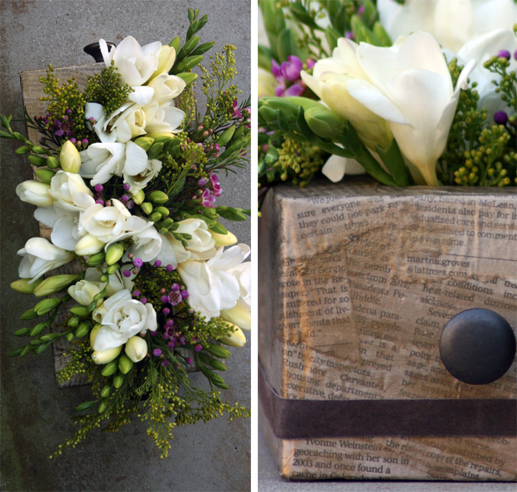 With this DIY vase upcycled from a tissue box and newspaper strips 