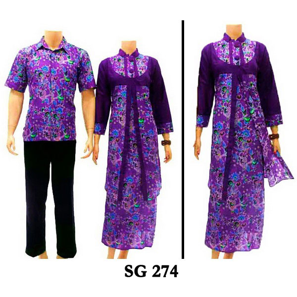 Baju Batik Muslim, Gamis Sarimbit  Model Baju Batik 2015