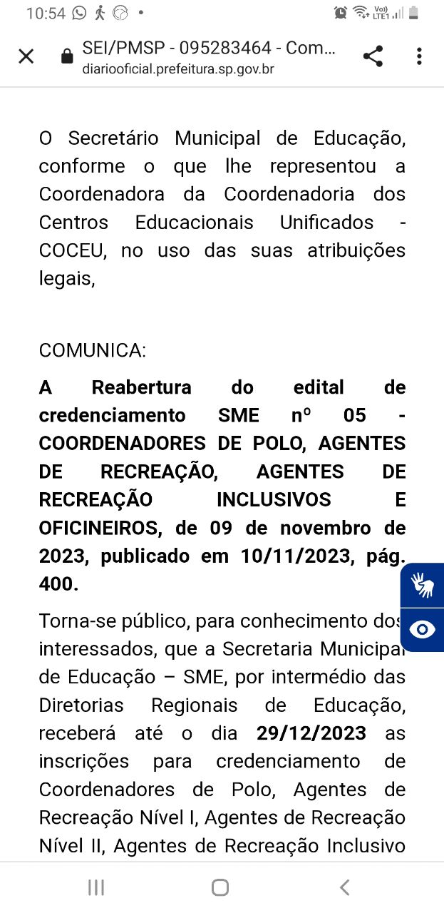 SME: Reabertura do edital de credenciamento SME nº 05 - programa recreio nas férias até 29/12. Veja onde se inscrever