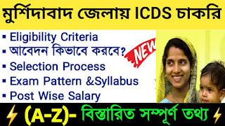 Murshidabad ICDS Recruitment 2022 Anganwadi Helper / Worker মুর্শিদাবাদ জেলায় অঙ্গনওয়াড়ি কর্মী এবং সহায়ক পদের জন্য বিজ্ঞপ্তি প্রকাশিত হয়েছে