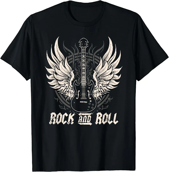 Camiseta Rock and Roll Guitarra Vintage Para Apasionados del Rock