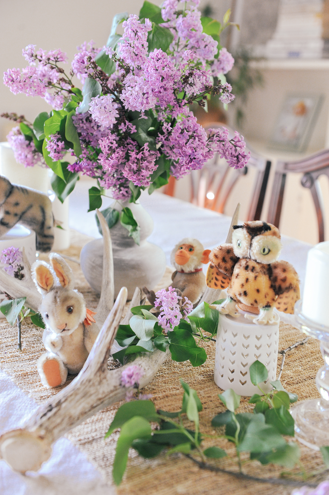Flora and Fauna 1st Birthday Party Lilacs and Steiff Animals