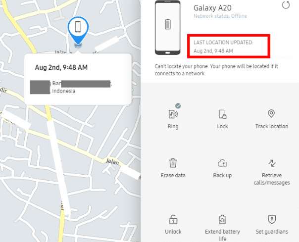 cara melacak hp samsung mati