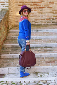 Asos Jaeger sweater, Dolce & Gabbana burgundy sunglasses, fair isle jumper, Ecua-Andino hat, Fashion and Cookies, fashion blogger