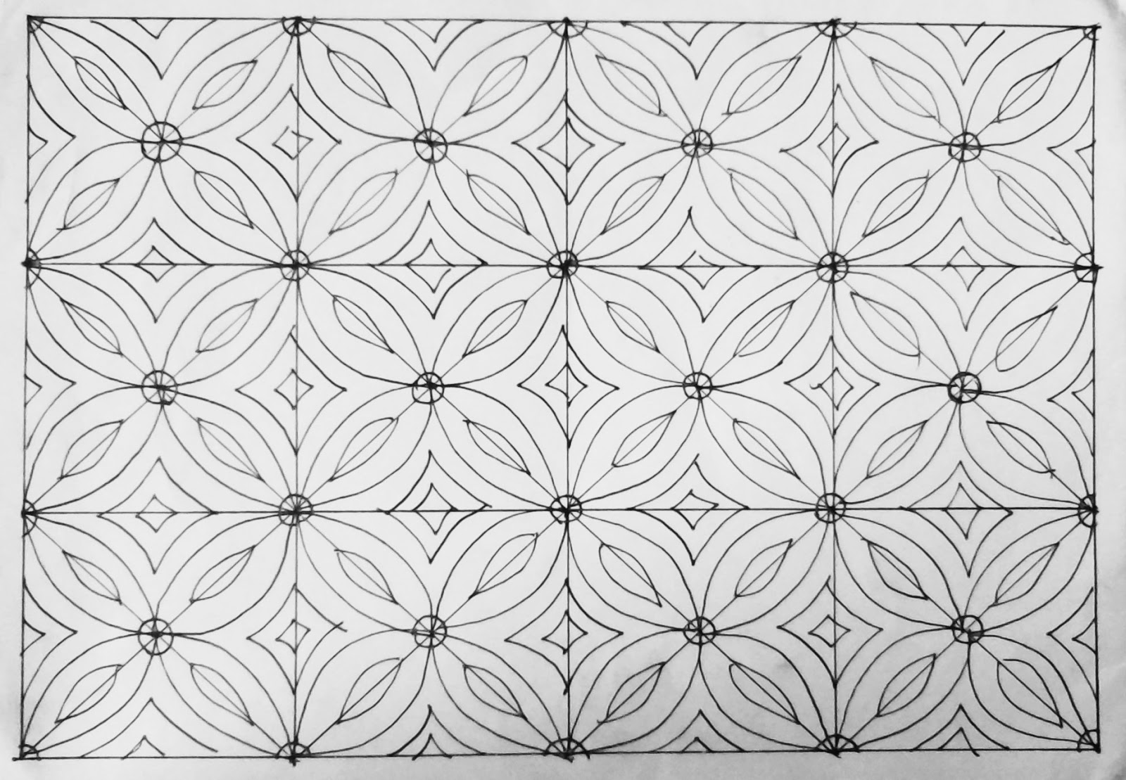 Menggambar Motif Batik Geometris  Shona Design