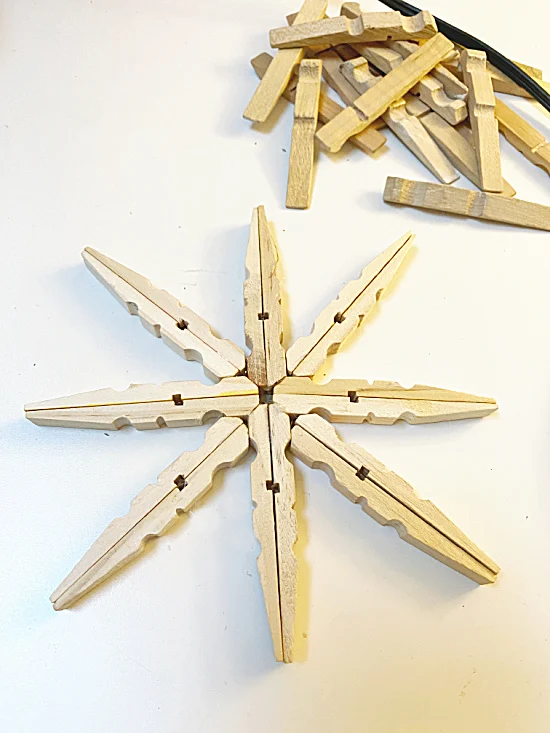 clothespins and clothespin snowflake