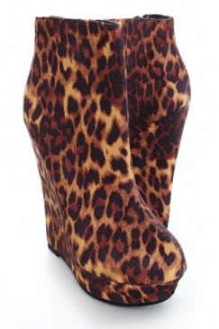 Leopard Floral Printed Ankle Wedges Booties Platform 