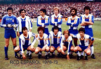 R. C. ESPAÑOL DE BARCELONA - Barcelona, España - Temporada 1978-79 - Urruti, Lanchas, Molinos, Verdugo, Ayfuch y Canito; Díez, Azpilicueta, Pavón, Fernández Amado y Marañón - R. C. D. ESPAÑOL 1 (Canito) REAL MADRID C. F. 1 (Aguilar) - 29/04/1979 - Liga de 1ª División, jornada 29 - Barcelona, estadio de Sarriá - El Español se clasificó 8º, con Irulegui de entrenador