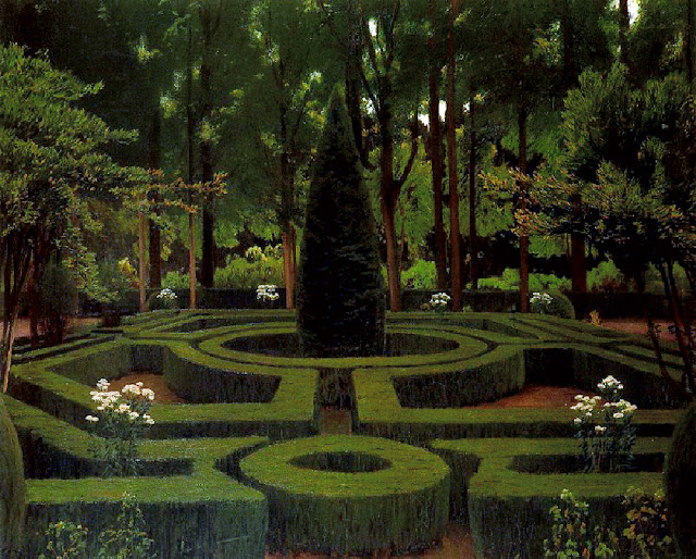 Paisaje campestre, Jardines de Aranjuez, Santiago Rusiñol y Prats, Pintor español, Jardines y Parques, Paisajes de Santiago Rusiñol, Pintores Catalanes, Pintura española, Modernismo Catalán