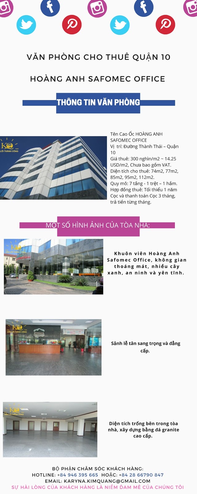 Văn phòng cho thuê quận 10 Hoàng Anh Safomec Office 