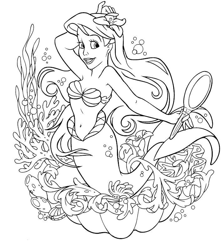 Mermaid Birthday Party and Cake | Disney Coloring Pages title=