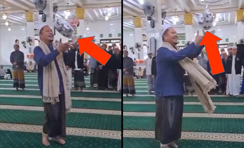 Majlis lambung bayi dalam masjid, katanya doa supaya bayi jadi Wali nanti