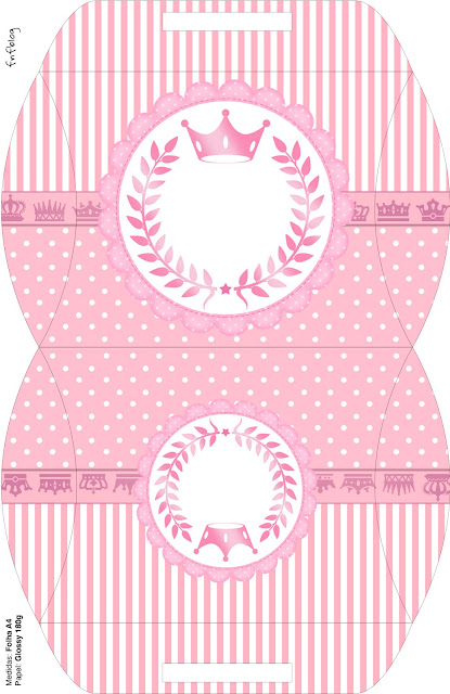 Pink Crown Free Printable Pillow Box.
