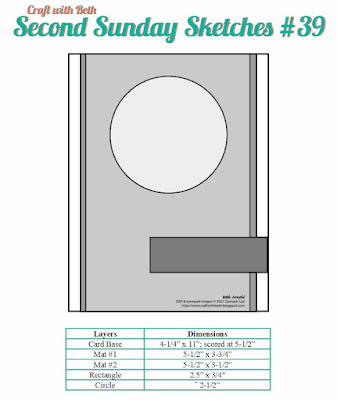 Craft with Beth Second Sunday Sketches card sketch challenge graphic #39 with measurements