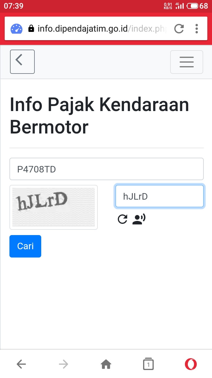 gambar situs cek pajak kendaraan bermotor Jatim online