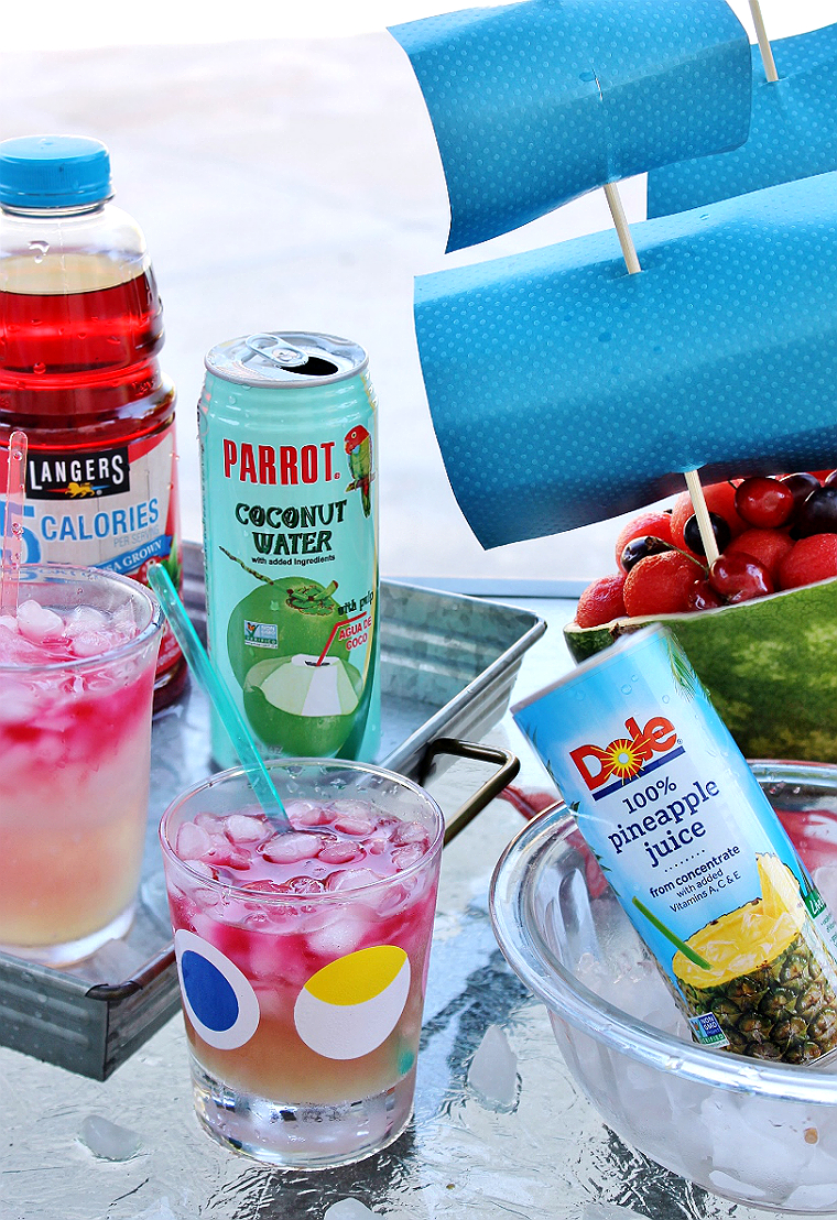 Cran-Coco Sunset Mocktail- Coconut Water, 100% Pineapple Juice + Cranberry Juice. Amazing Summer BBQ Ideas On A Budget #DoThe99 #99Obsessed #AD