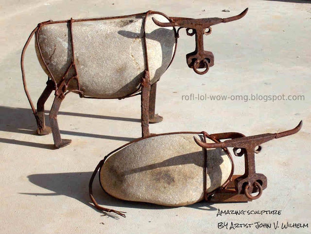 Amazing BUFFALO shape sculpture with Iron and Stone | Amazing sculpture by Wilhelm's Art - by Artist John V. Wilhelm! | Animal scuptures |  New model sculpture | Sculpture made from Waste iron and Big stone | BUFFALO sculpture |  garden sculptures | sculptures to be kept in garden