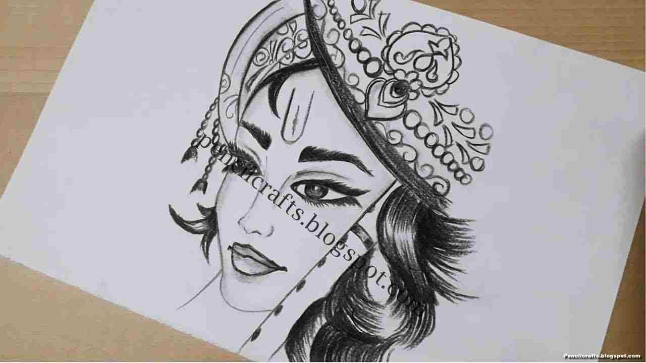 Easy and Simple Beautiful Pencil Drawings of Krishna