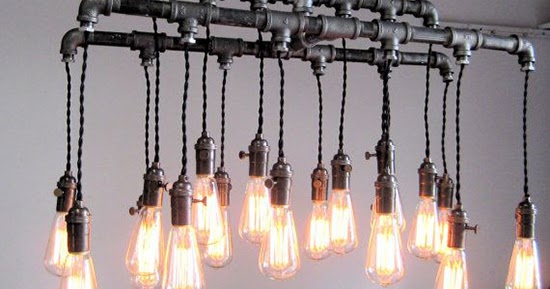 9 Desain lampu gantung unik dari pipa besi bekas ~ 1000 