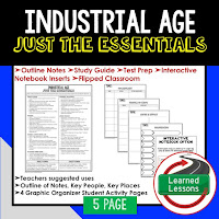 Industrial Age American History Outline Notes, American History Test Prep, American History Test Review, American History Study Guide, American History Summer School, American History Unit Reviews, American History Interactive Notebook Inserts