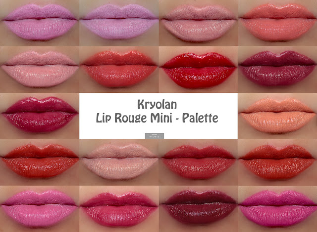 Kryolan Lip Rouge Mini Palette LC swatches