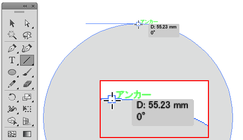 Illustratorで描いたパスの方向線の長さを測る