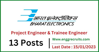 BEL Recruitment 2023 for Trainee & Project Engineer