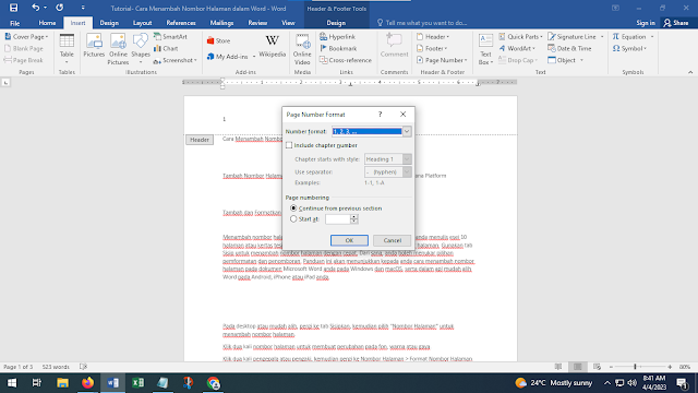 Cara Menambah Nombor Halaman dalam Word