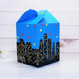 Sunny Studio Stamps: Super Duper Cityscape Border Dies Comic Strip Speech Bubble Dies Wrap Around Box Dies Super Hero Themed Gift Boxes by Ana Anderson