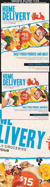  Supermarket Groceries Delivery Flyer Template