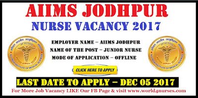 AIIMS Jodhpur Junior Nurse Vacancy 2017