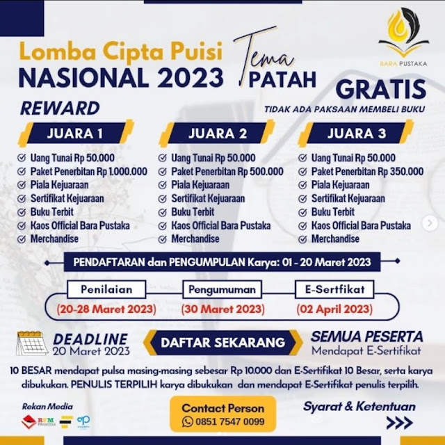 LOMBA CIPTA PUISI NASIONAL 2023 Tema : "PATAH”