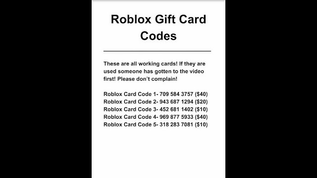 Roblox Gift Card Numbers Not Used 2020 - robux codes that has not been used