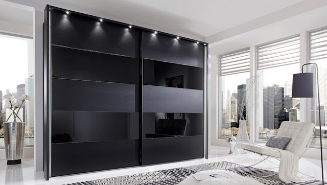 5. Black Wardrobe with Sliding Doors and Lofts