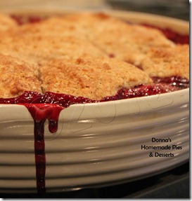 Sweet Cherry Cobbler spilling over copyright