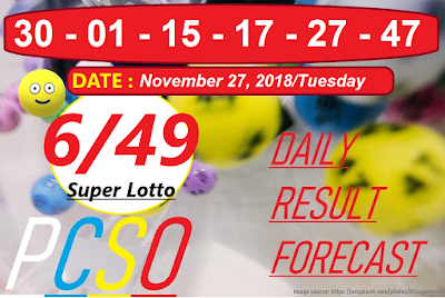 November 27, 2018 6/49 Super Lotto Result and Jackpot Prize
