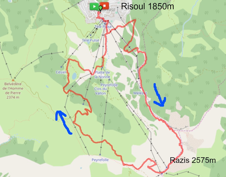 Sommet de Razis hike trail