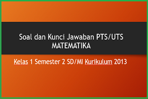 Download Soal dan Kunci Jawaban PTS/UTS MATEMATIKA Kelas 1 Semester 2 SD/MI Kurikulum 2013